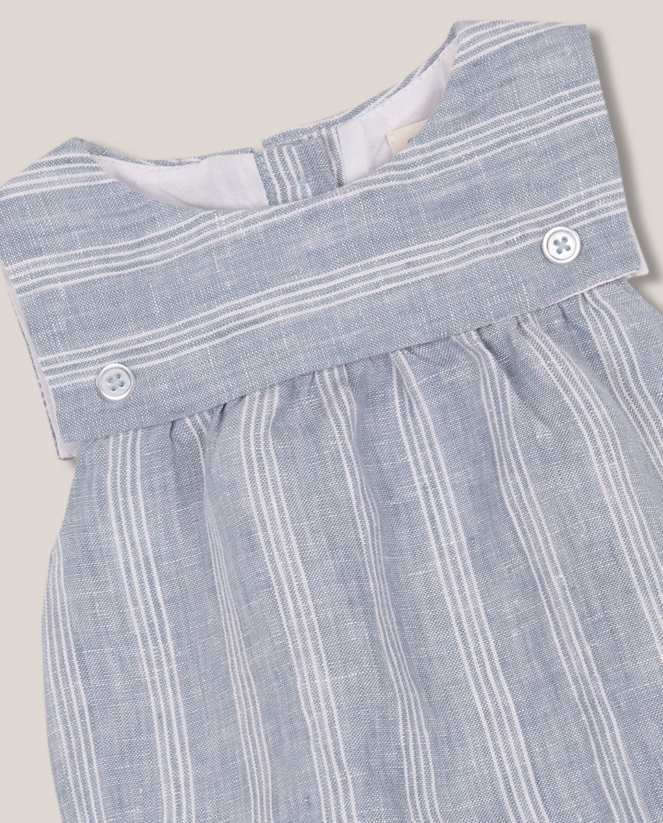 Babygrow às Riscas e em Linho Gocco Azul-3