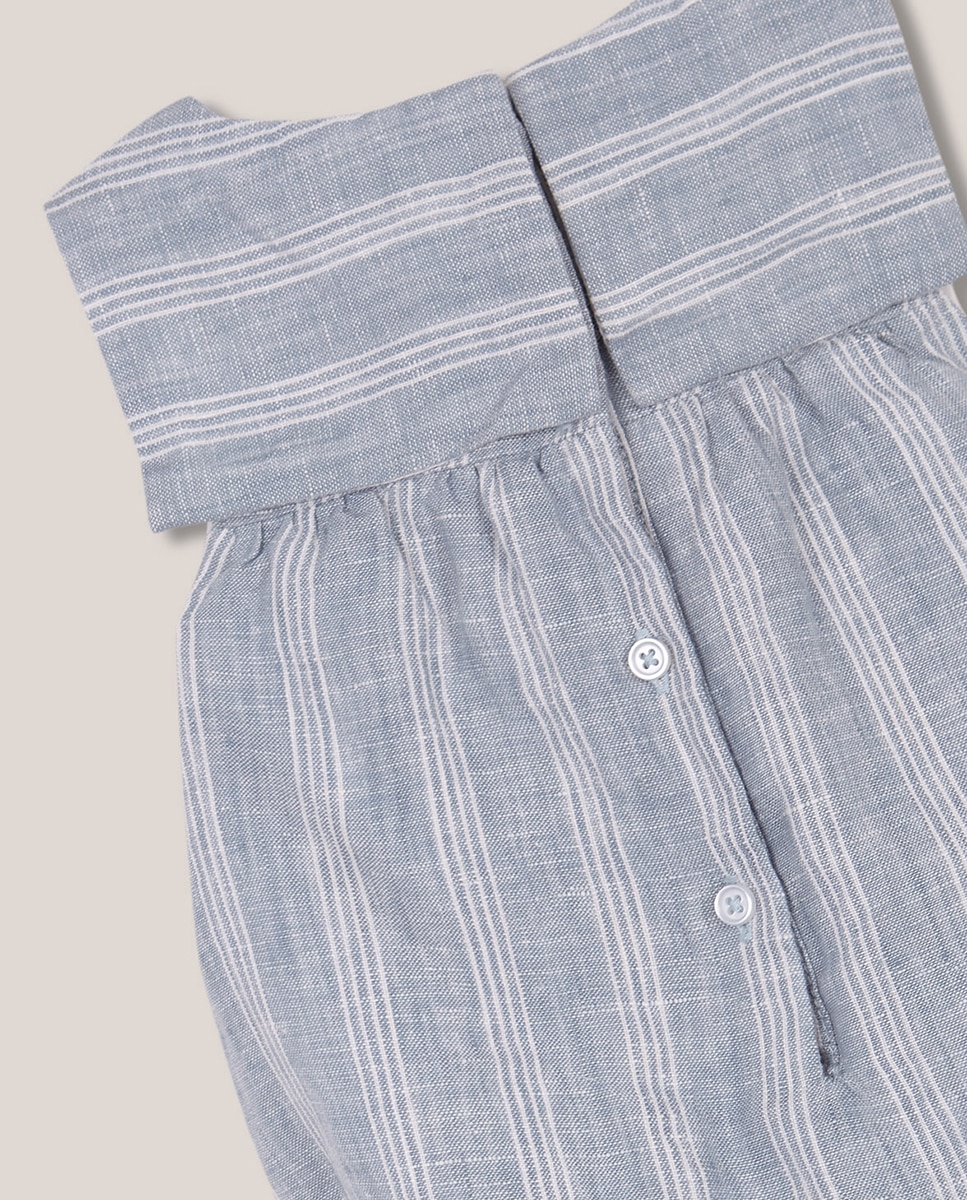 Babygrow às Riscas e em Linho Gocco Azul-4