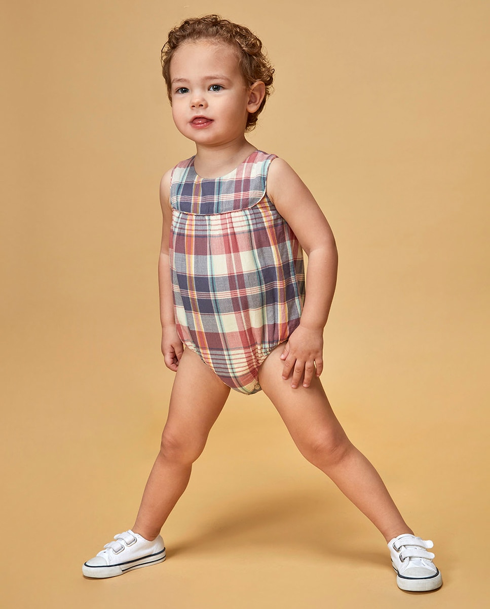 Babygrow aos Quadrados - Rosa/Azul Rosa-1