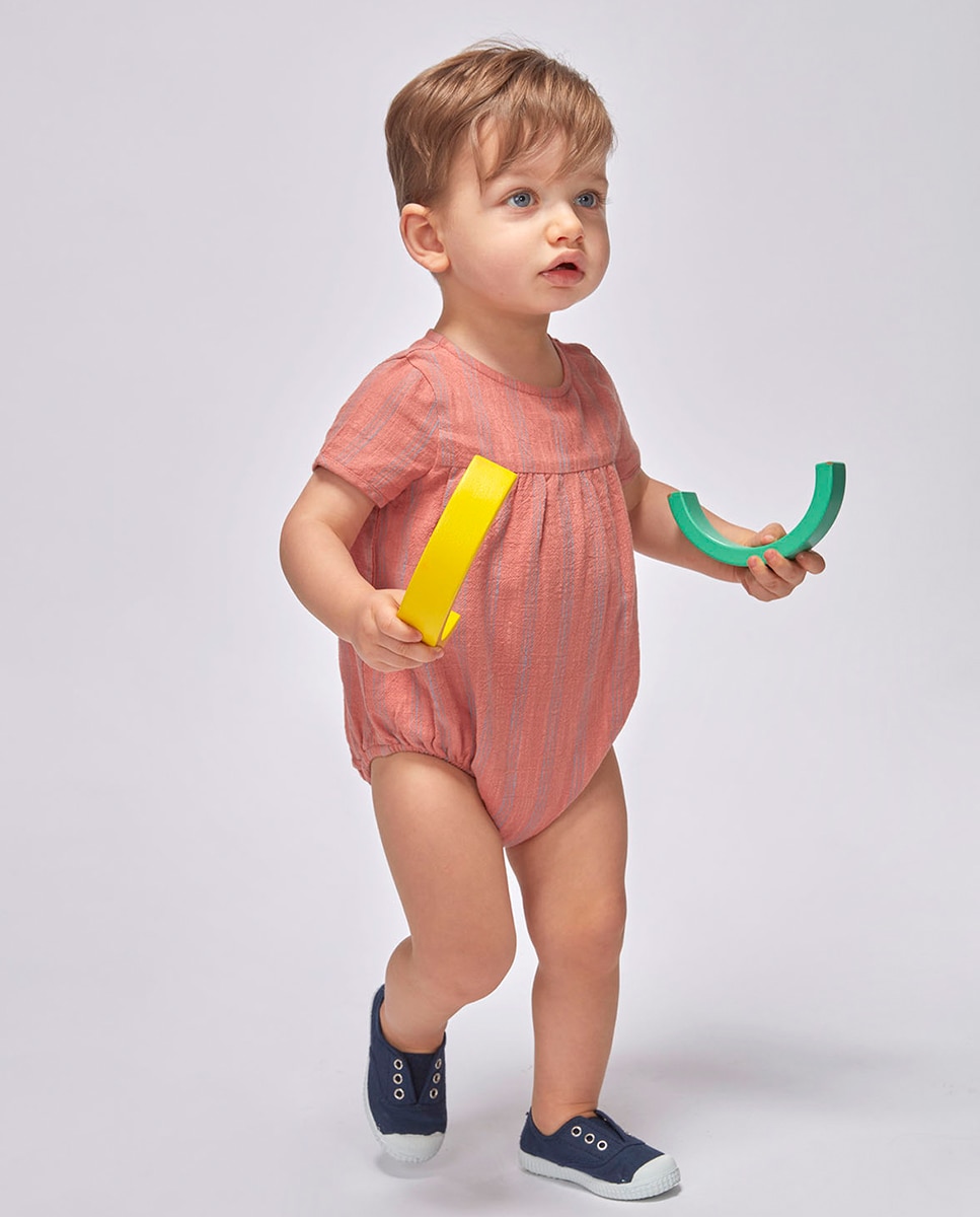 Babygrow às Riscas Gocco Coral-2
