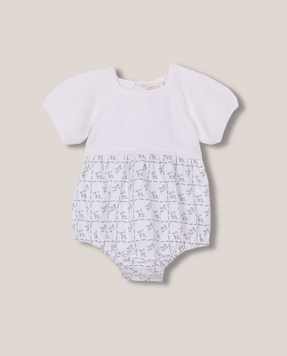 Babygrow de Malha com Parte de Baixo em Dobby Gocco Azul-1