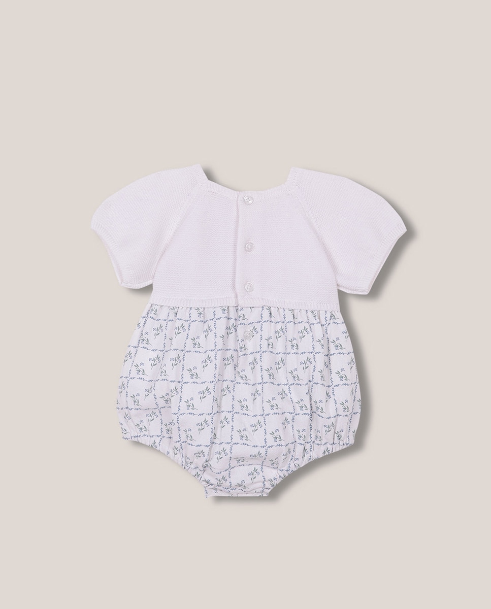 Babygrow de Malha com Parte de Baixo em Dobby Gocco Azul-2