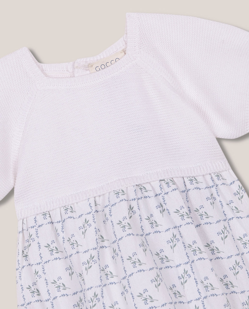 Babygrow de Malha com Parte de Baixo em Dobby Gocco Azul-3