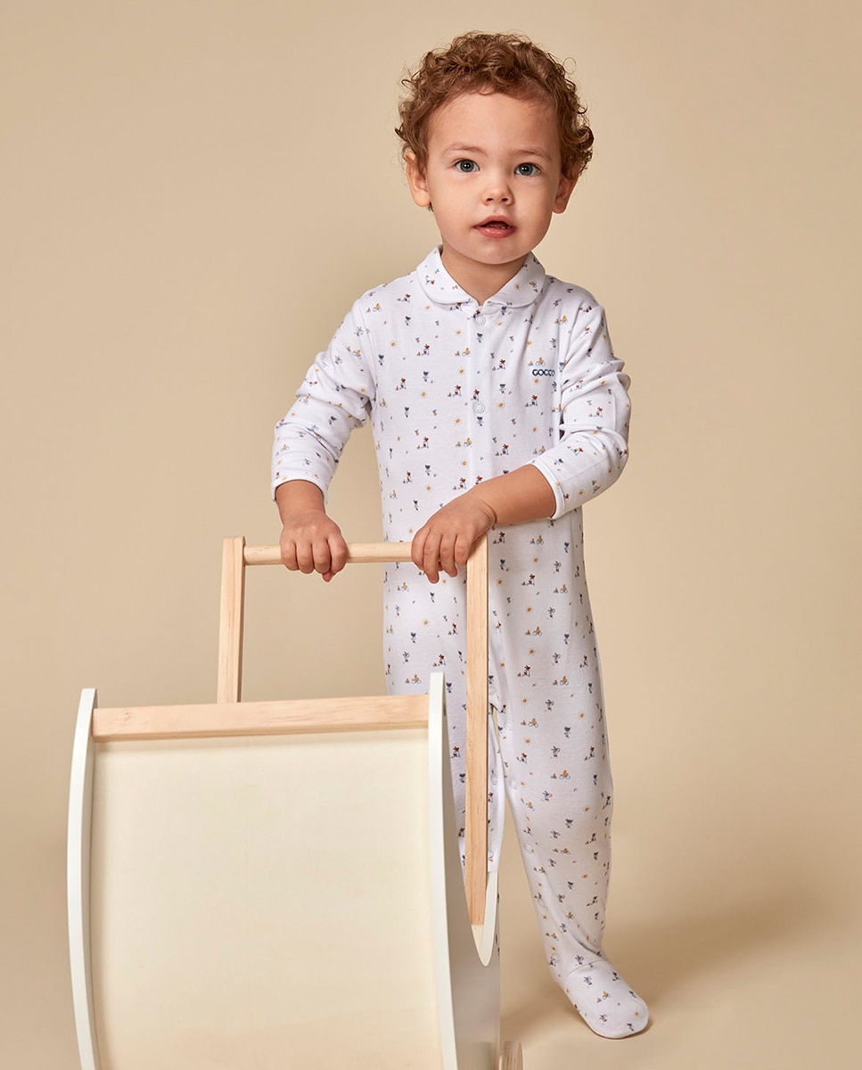 Pijama Comprido com Estampado de Animais Gocco Branco-1