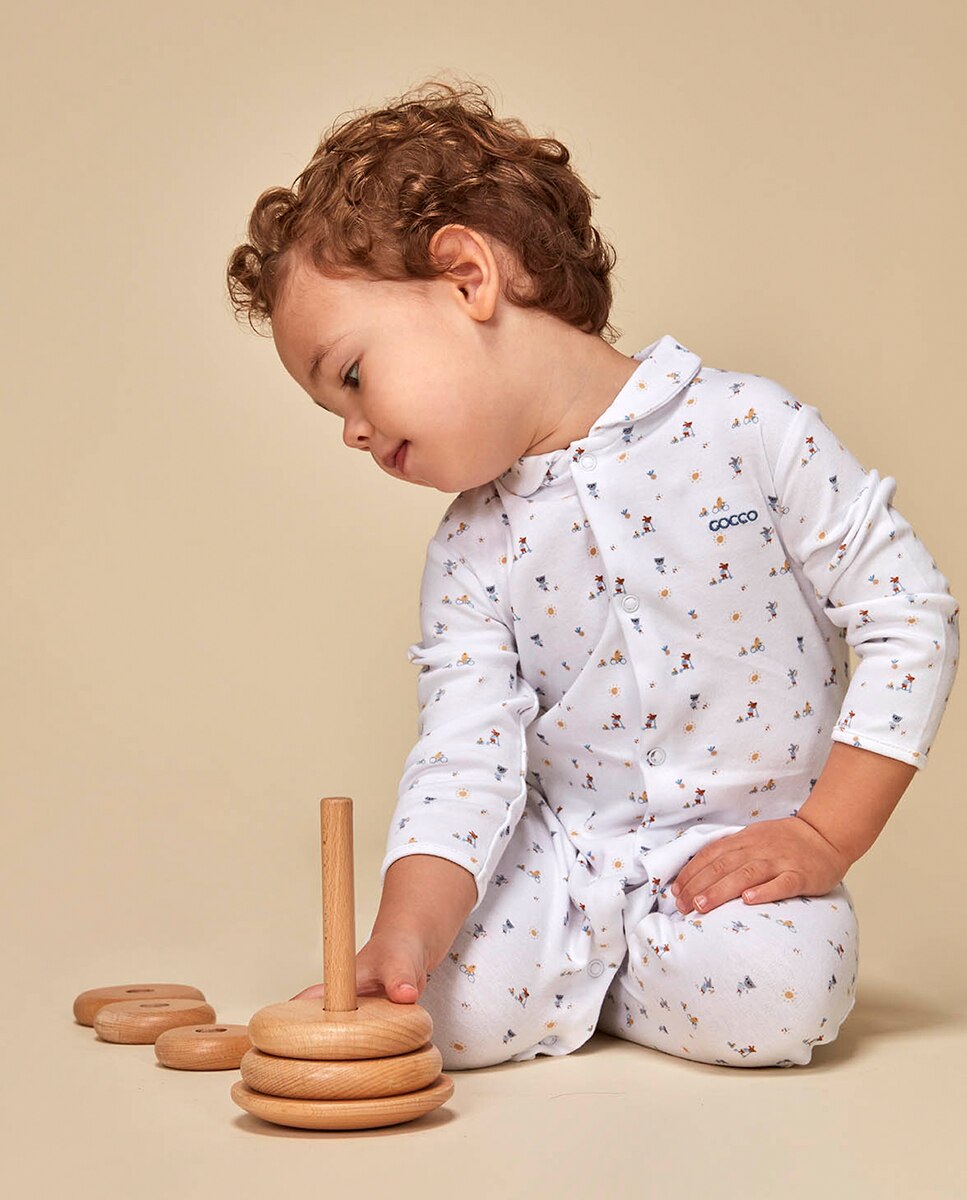 Pijama Comprido com Estampado de Animais Gocco Branco-2