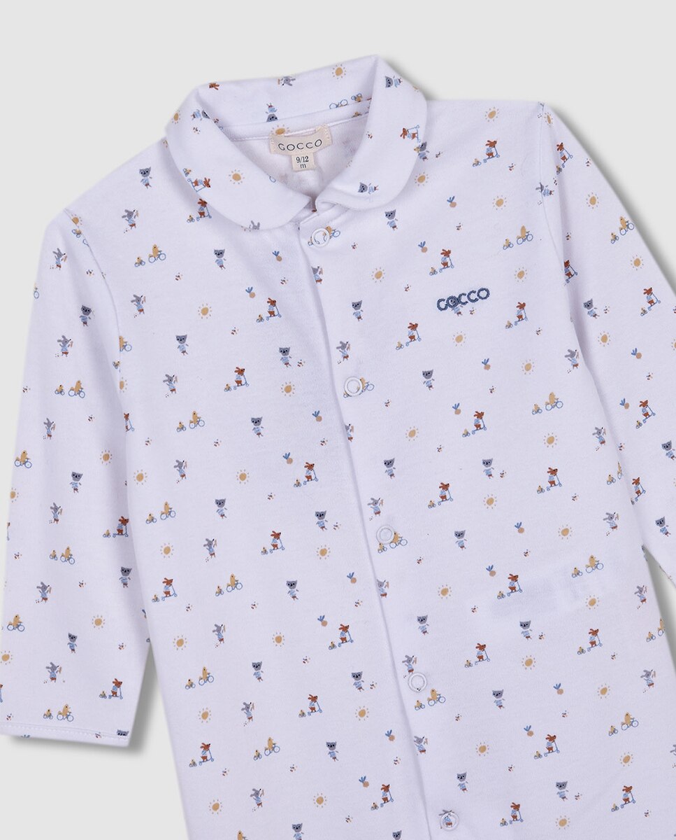 Pijama Comprido com Estampado de Animais Gocco Branco-5
