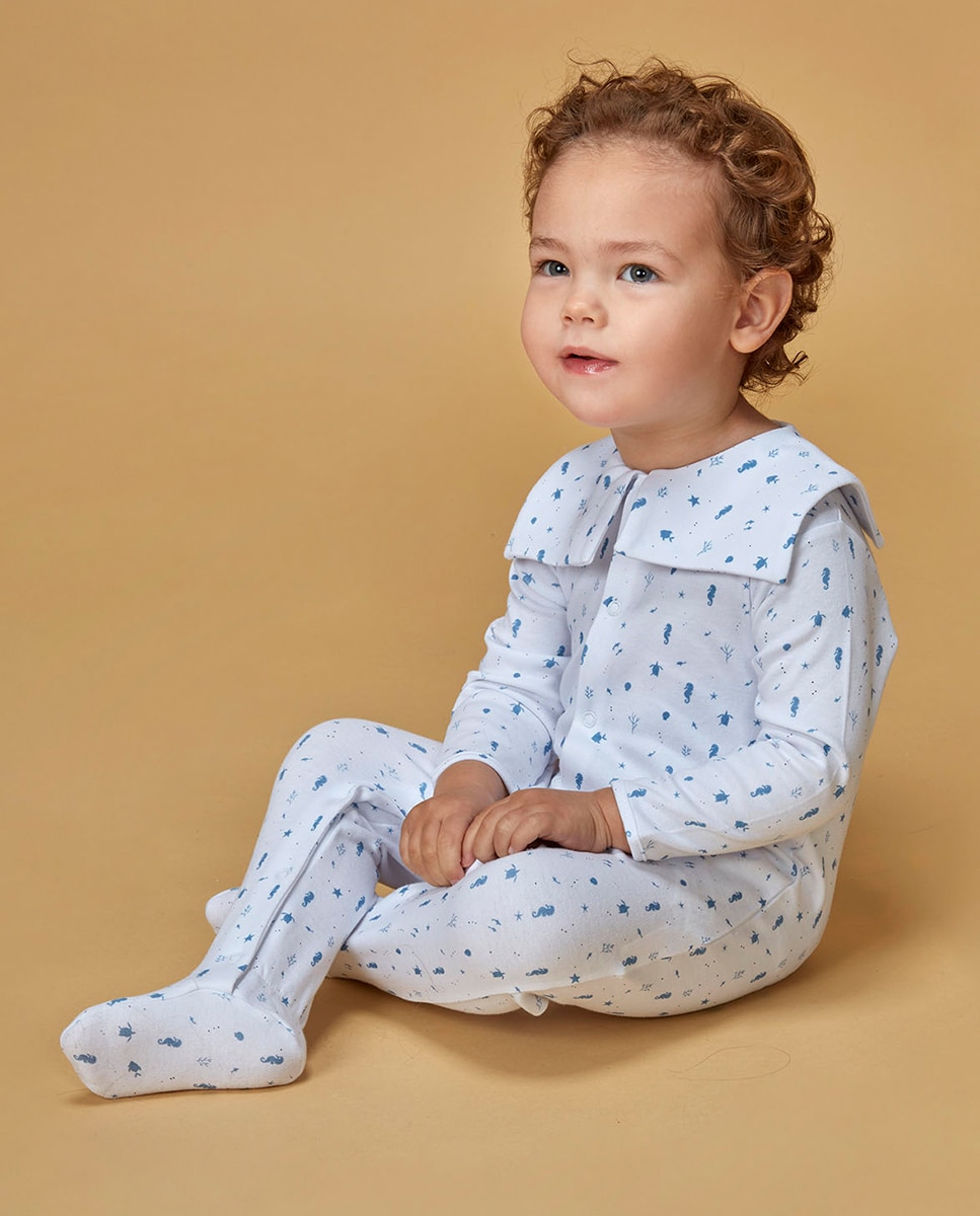 Pijama Comprido com Estampado Mar Branco-2