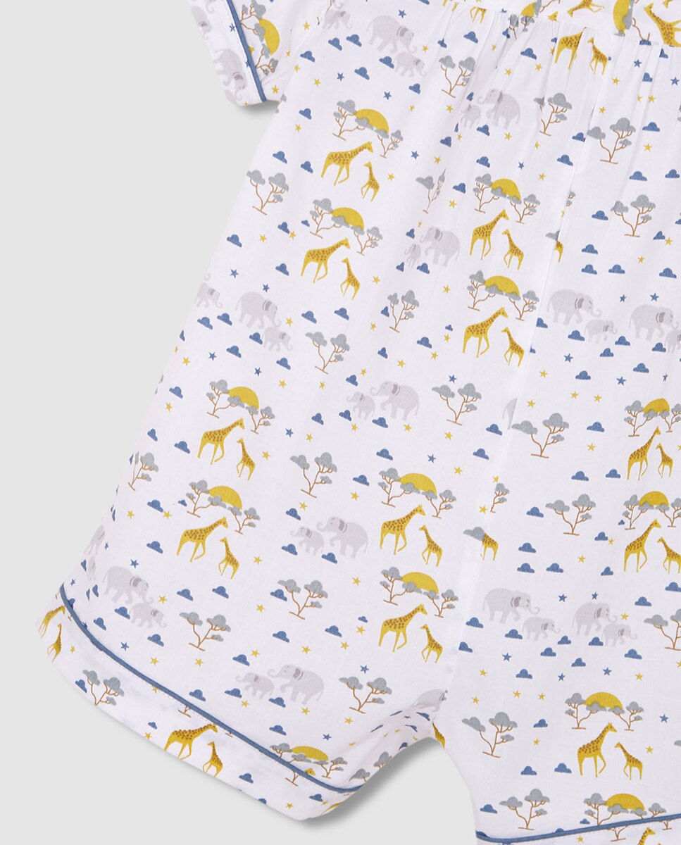Pijama Curto Estampado de Popelina Branco-6