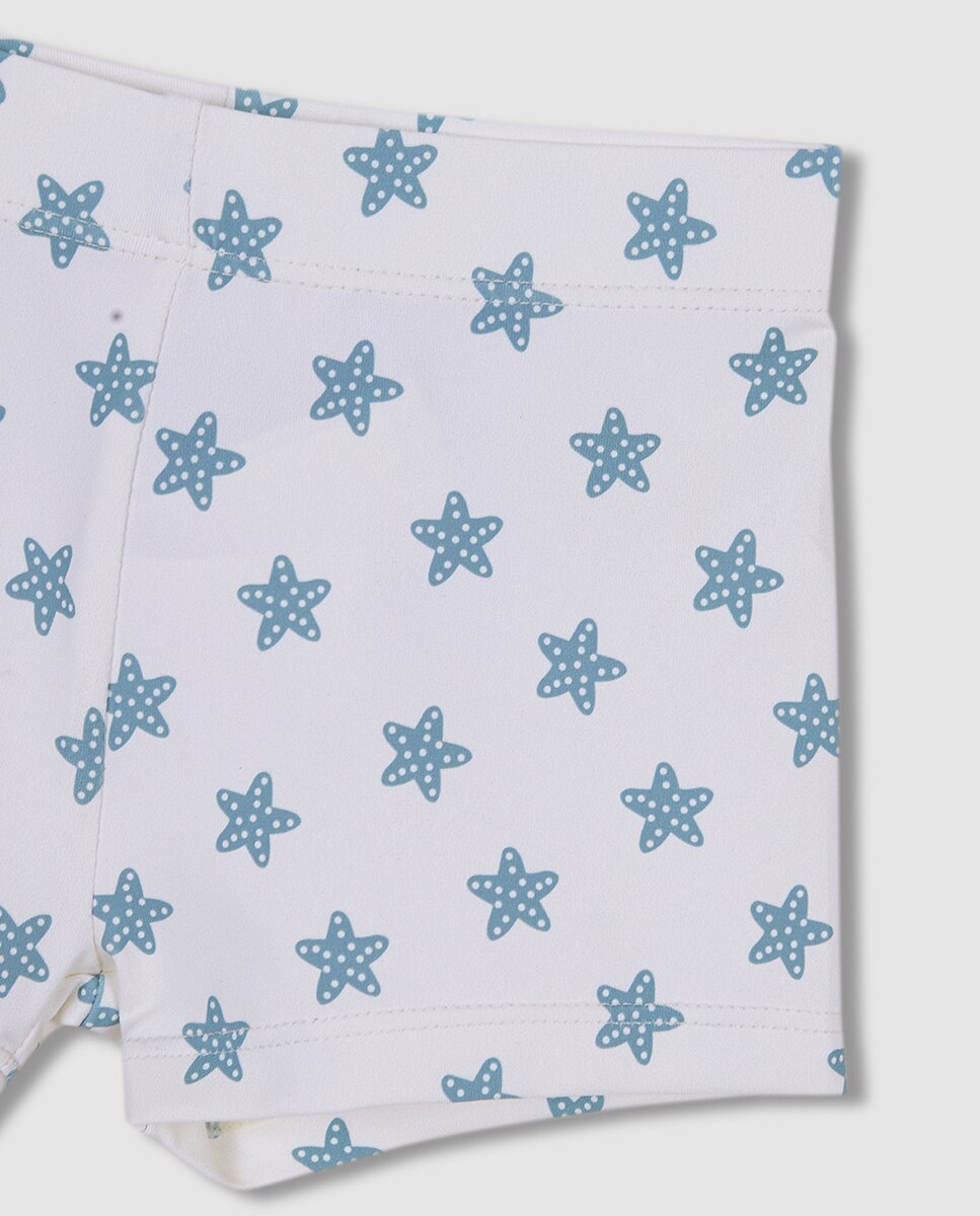 Fato de Banho Estampado Estrela Branco-5
