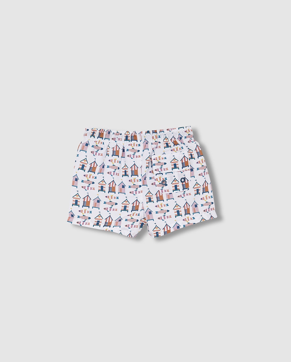 Fato de Banho Estampado com Casinhas Gocco Branco-3