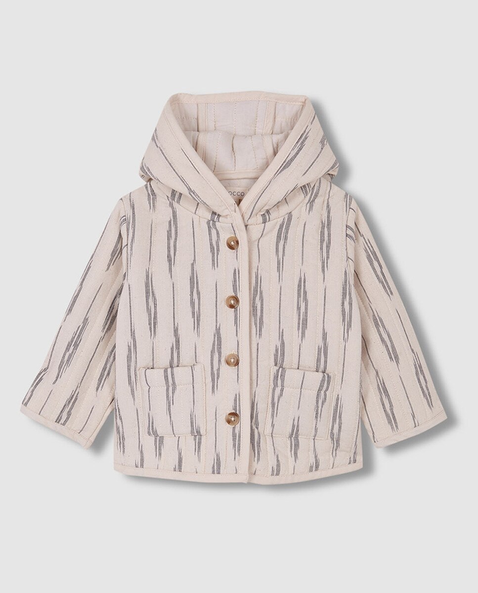 Sobretudo Acolchoado com Estampado Ikat Branco-2