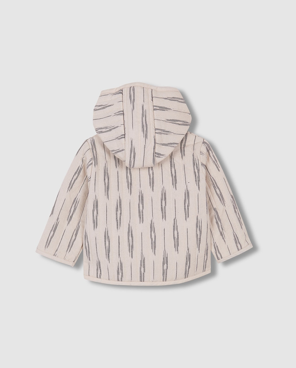 Sobretudo Acolchoado com Estampado Ikat Branco-3