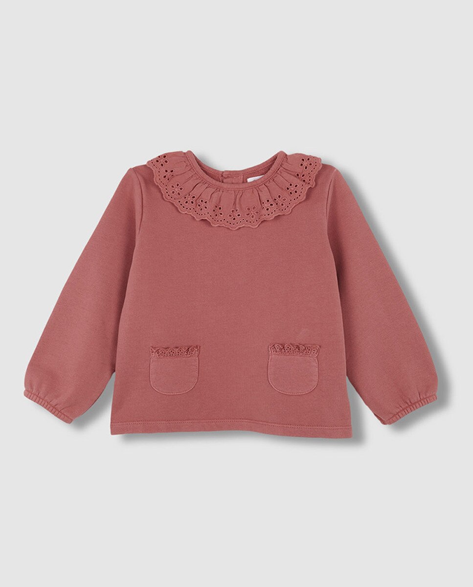 Vestido de Malha com Tiras Bordadas Coral-2