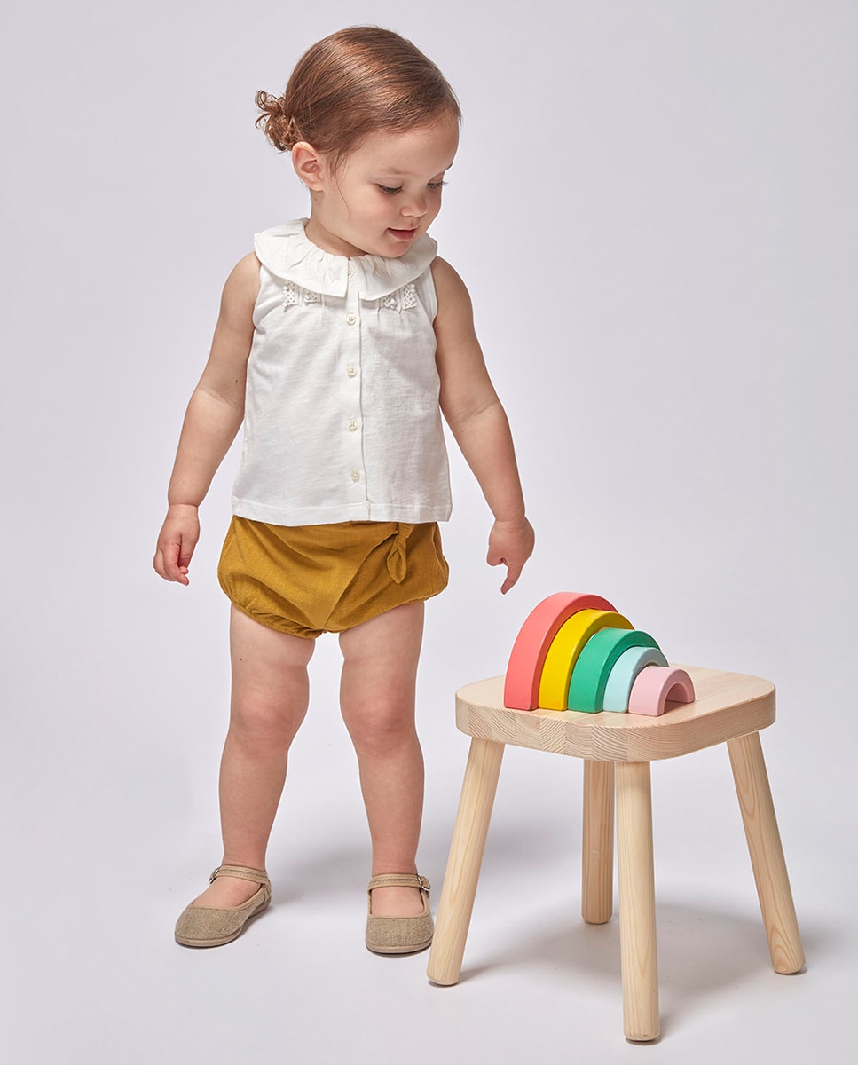 T-shirt com Pregas Gocco Nude-2