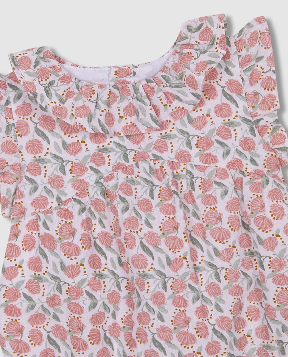 Babygrow com Estampado Floral Gocco Nude-3