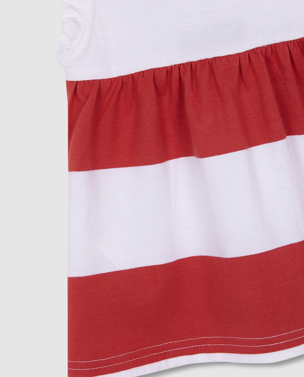 Vestido às Riscas Tipo Polo Nude-6