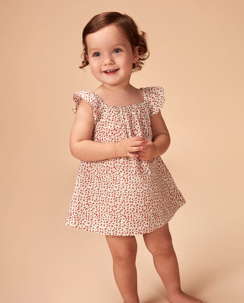 Vestido de Praia com Animal Print Gocco Nude-1