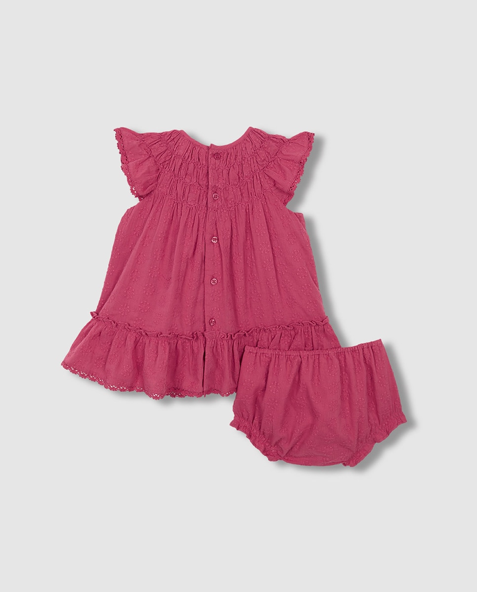 Vestido Favos de Mel com Tiras Bordadas Nude-3