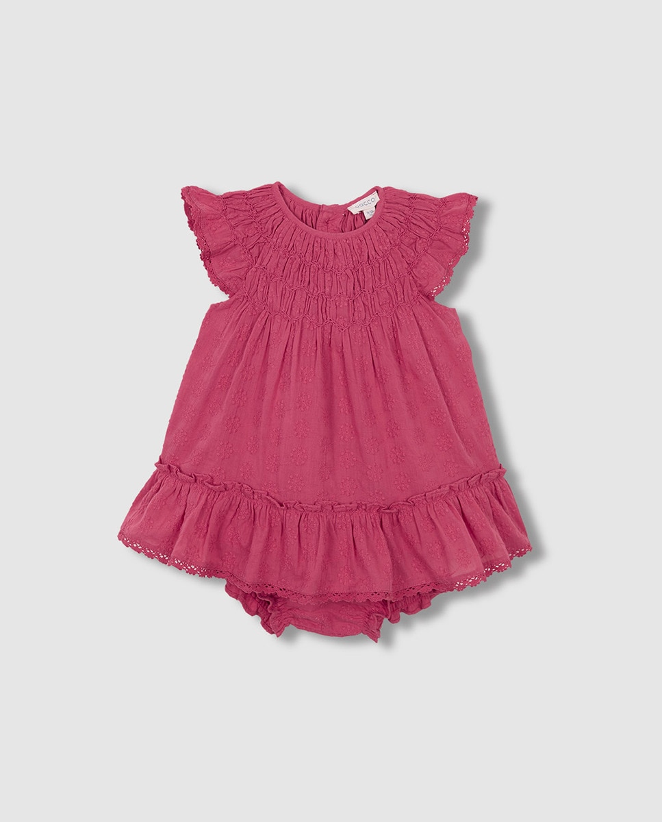 Vestido Favos de Mel com Tiras Bordadas Nude-4