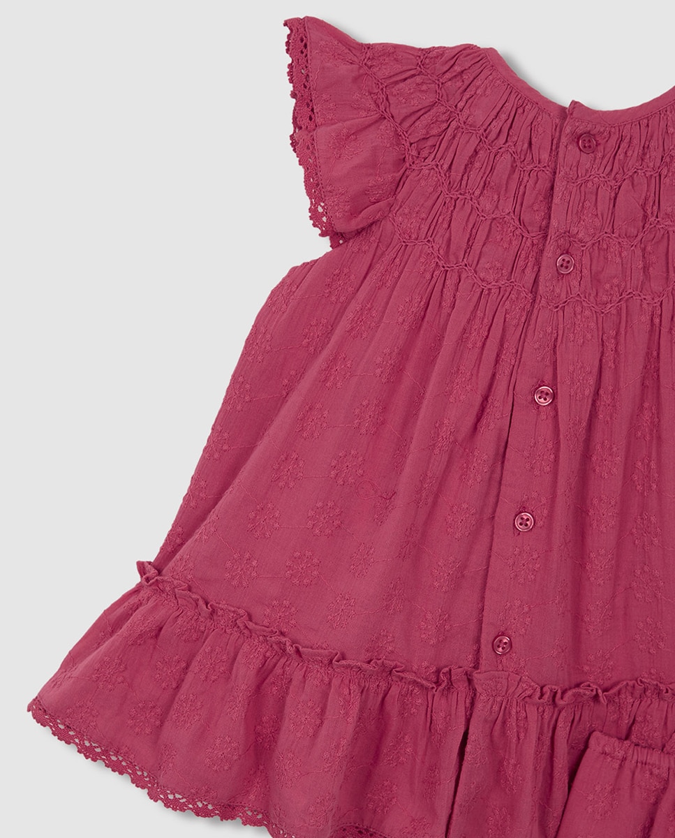 Vestido Favos de Mel com Tiras Bordadas Nude-6