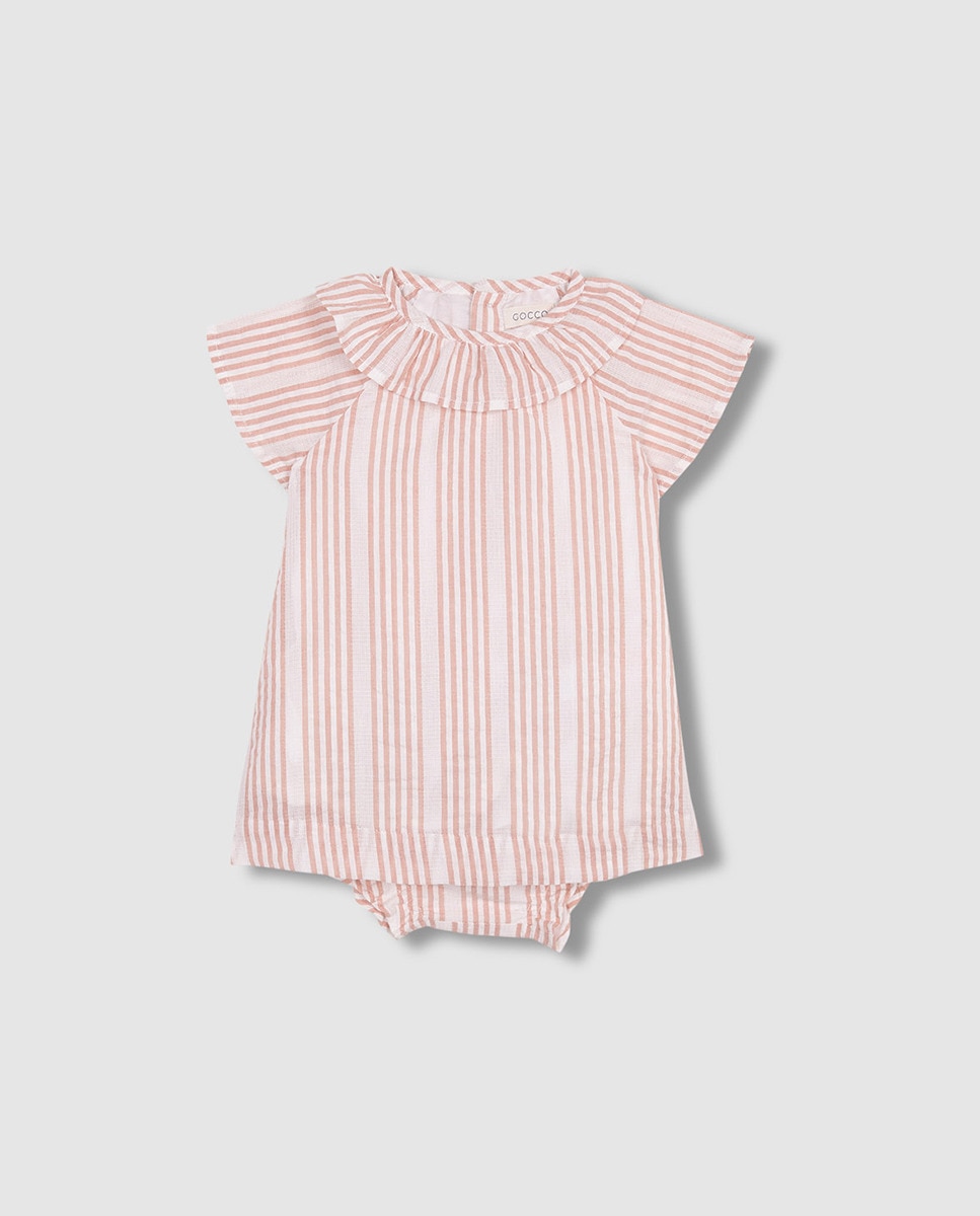 Vestido curto às riscas Gocco Nude-3