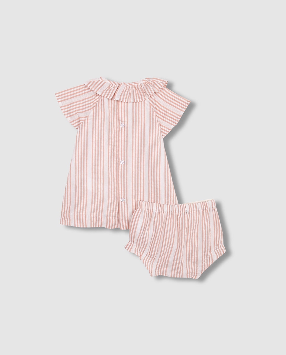 Vestido curto às riscas Gocco Nude-4