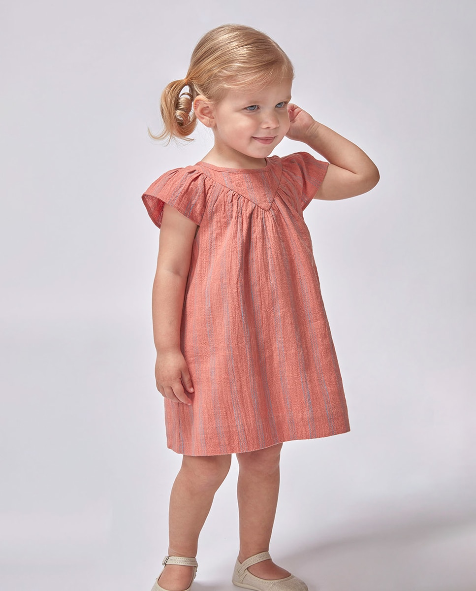 Vestido às Riscas Coral-1