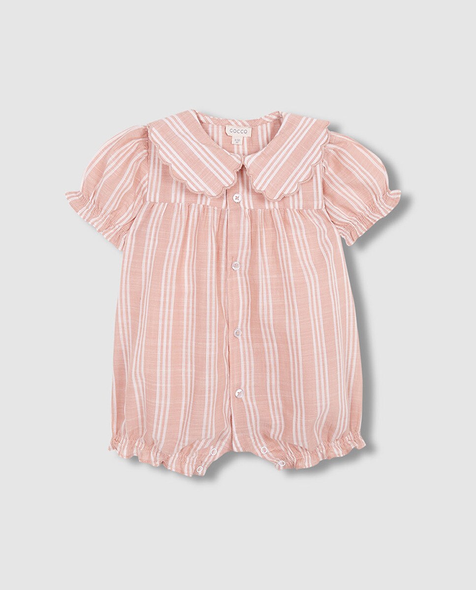 Pijama Curto às Riscas - Bicolor Nude-3