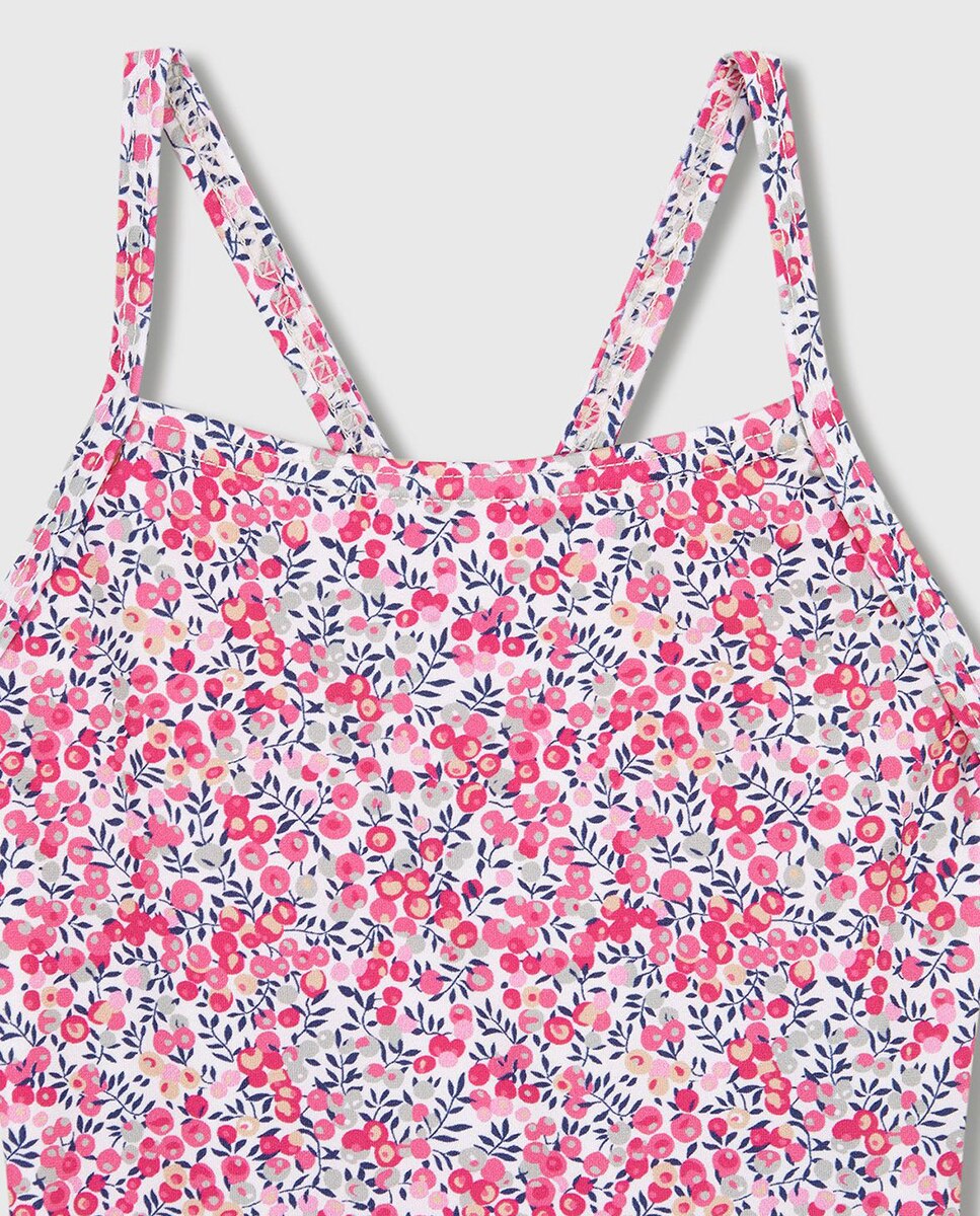Fato de Banho de Bebé com Estampado Liberty Rosa-4