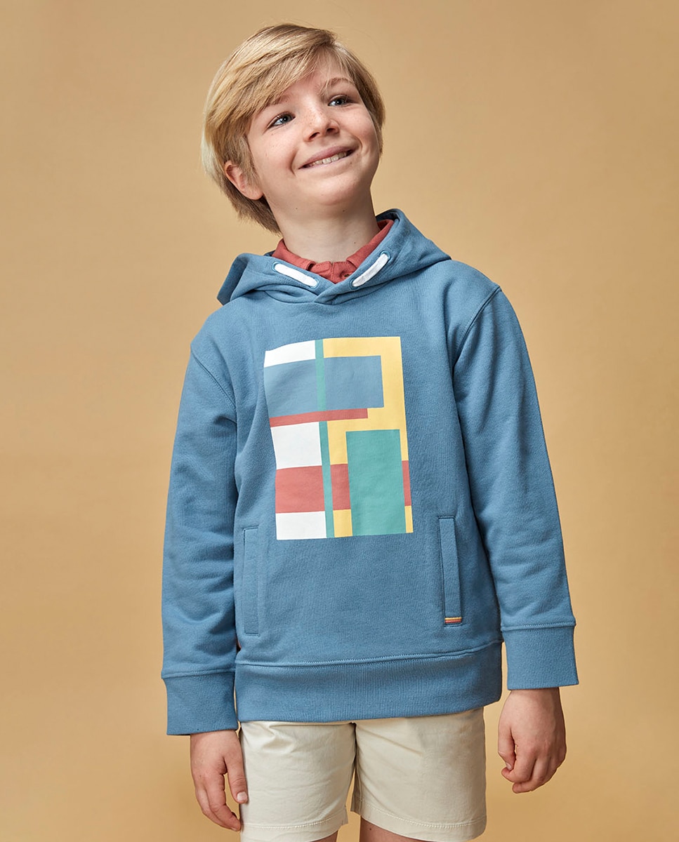 Sweatshirt Gráfico Geométrico Cinzento-1