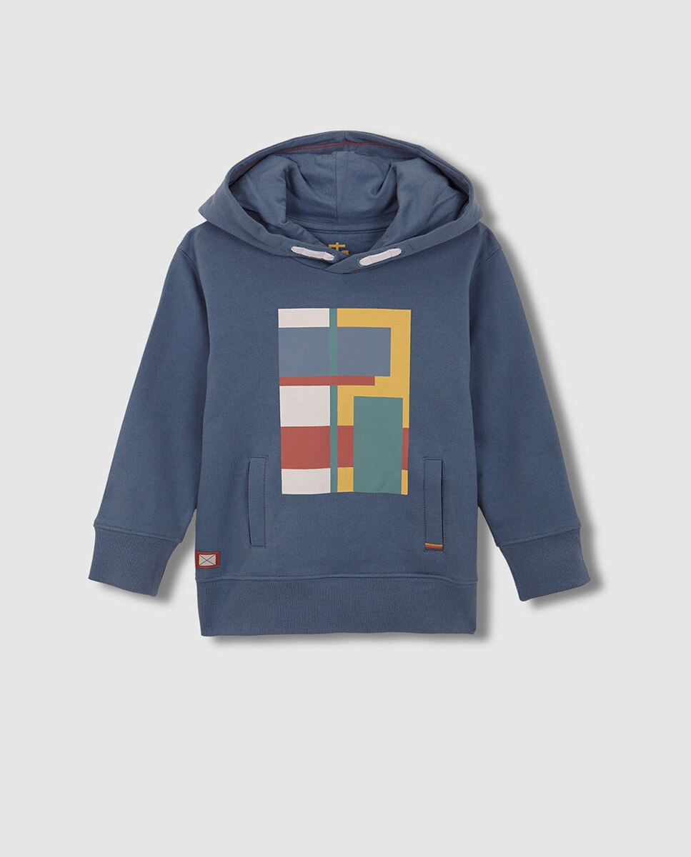 Sweatshirt Gráfico Geométrico Cinzento-2