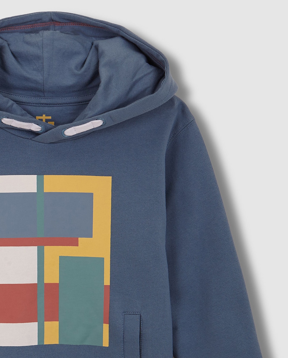 Sweatshirt Gráfico Geométrico Cinzento-4