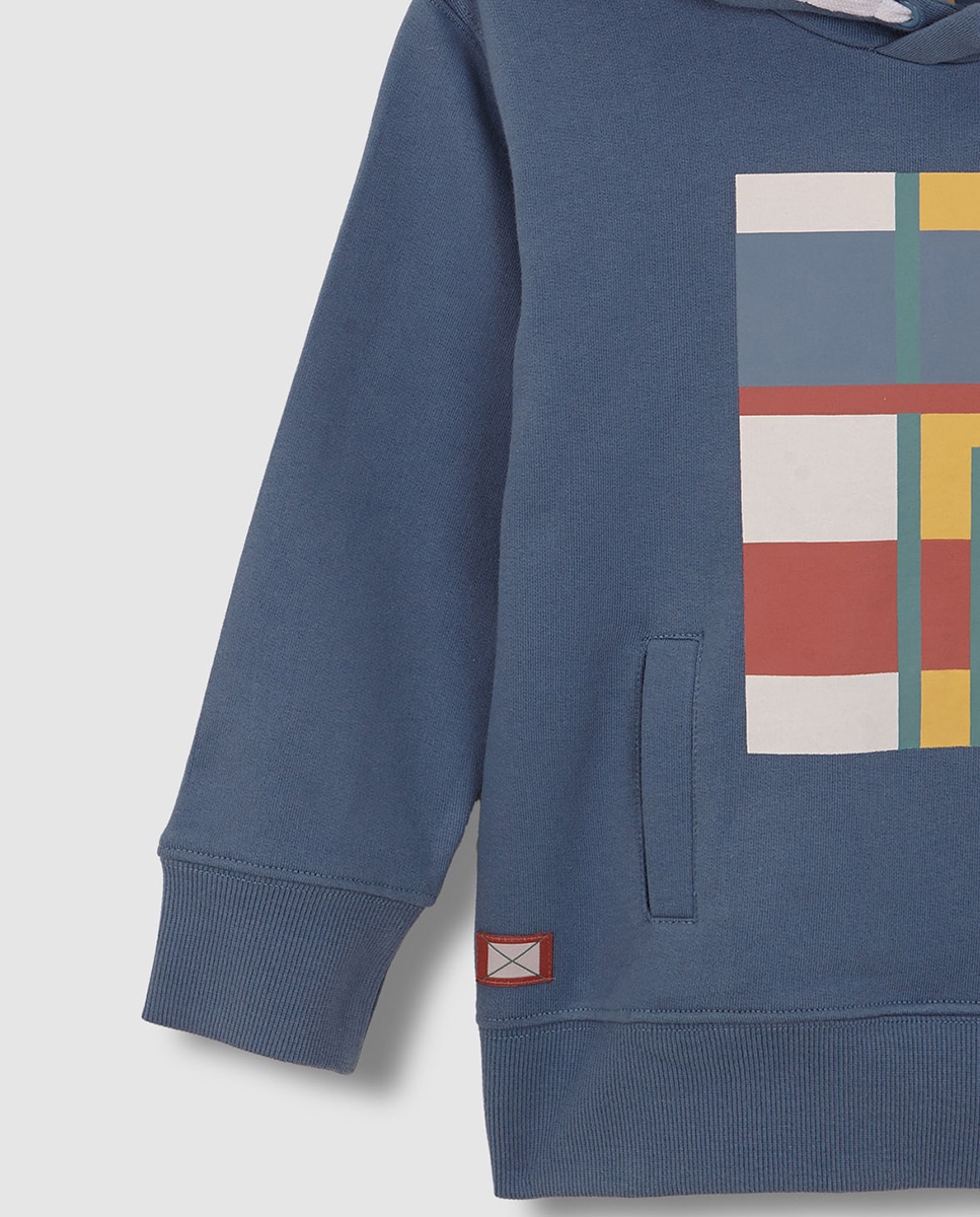 Sweatshirt Gráfico Geométrico Cinzento-5