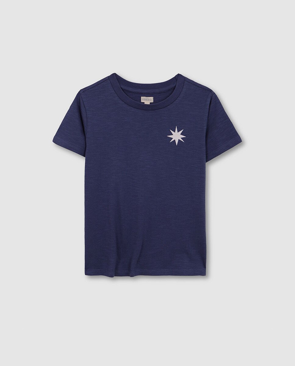 T-shirt com Estampado Estrela Cru - Azul Gocco Azul-3