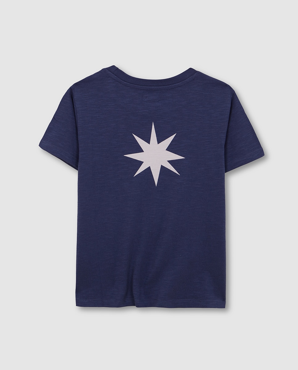 T-shirt com Estampado Estrela Cru - Azul Gocco Azul-4