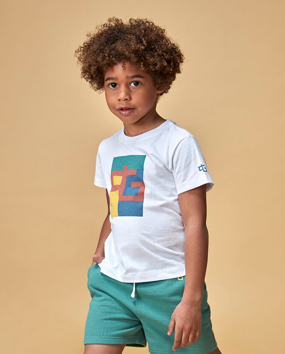 T-shirt Gráfico Geométrico Gocco Branco-1