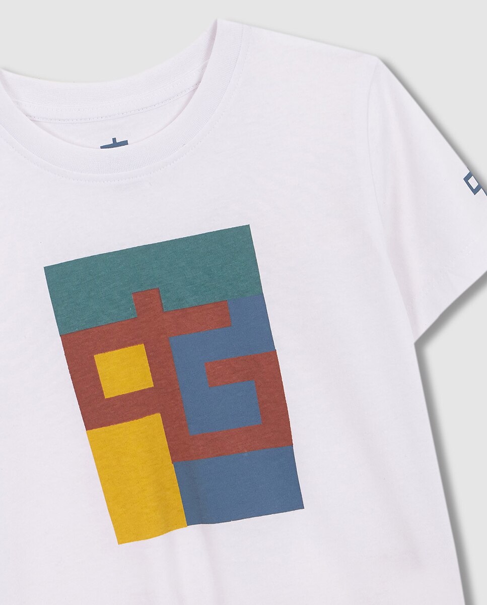 T-shirt Gráfico Geométrico Gocco Branco-5