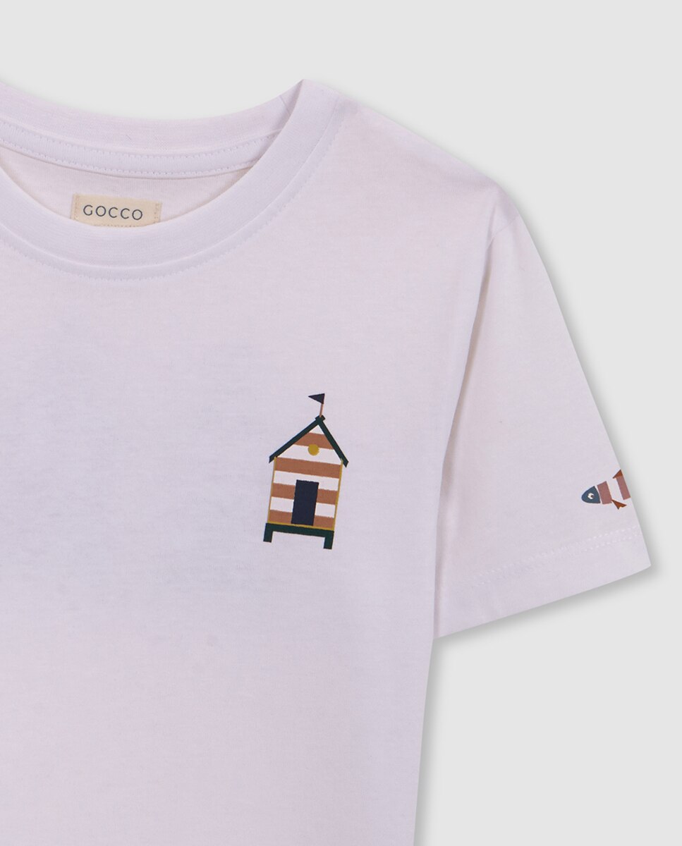 Camiseta estampado casitas - Gocco - Blanco Blanco-5