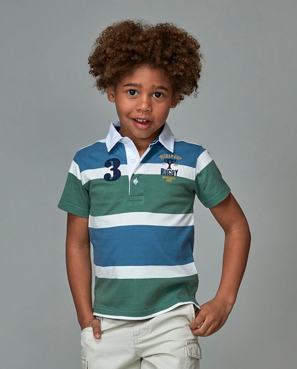Polo com Remendo Rugby Azul-claro-1