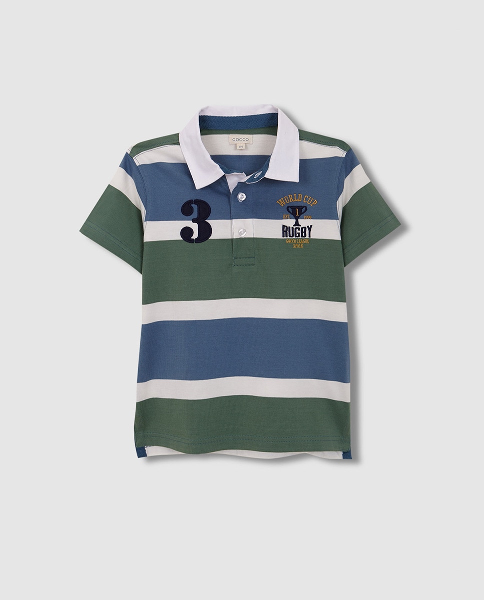 Polo com Remendo Rugby Azul-claro-3