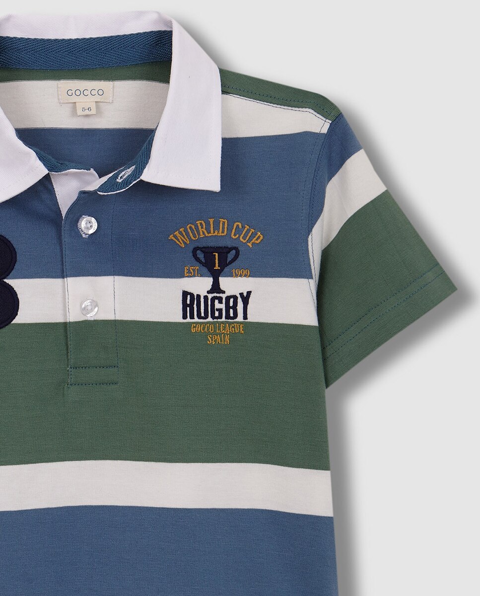 Polo com Remendo Rugby Azul-claro-5