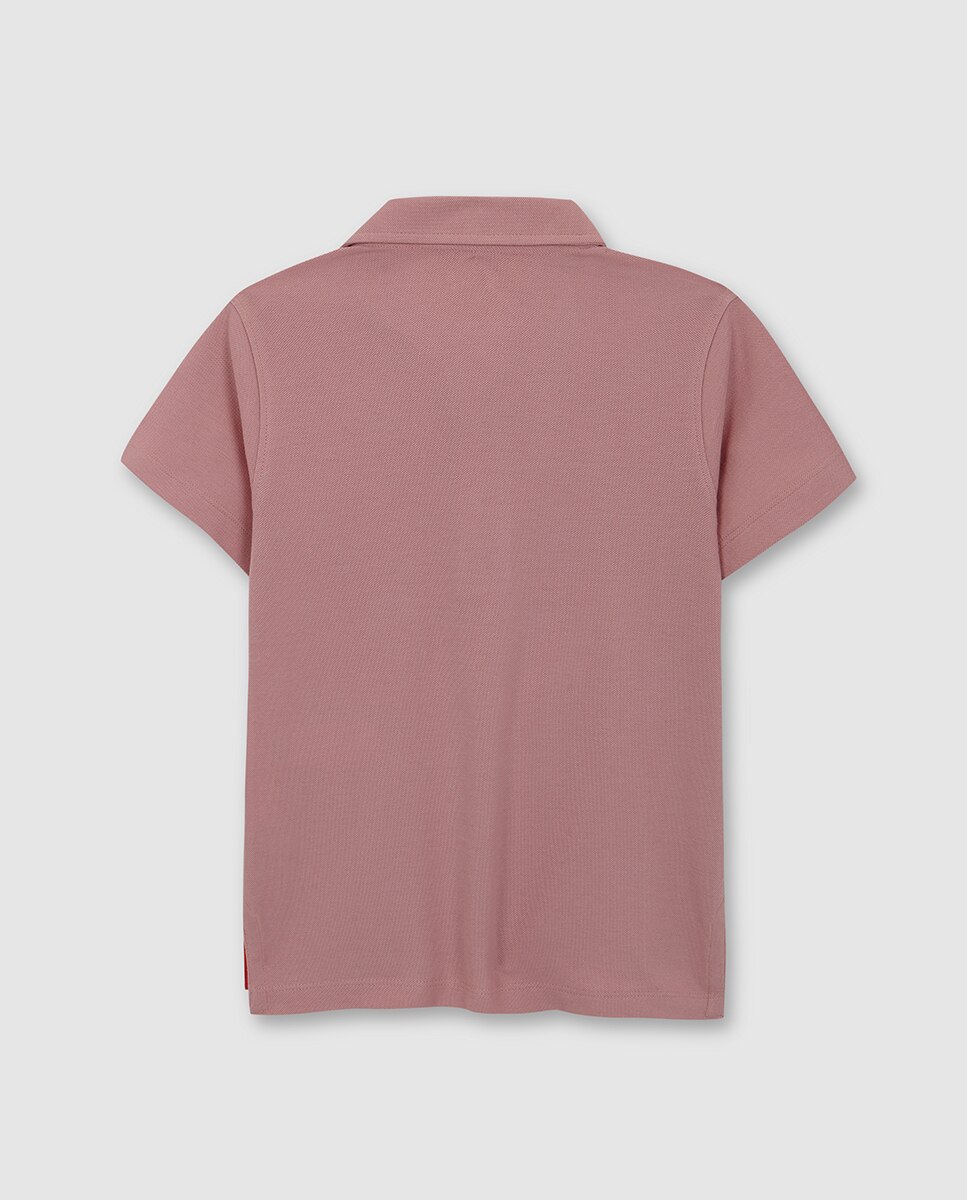 Polo com Detalhe em Contraste Gocco Rosa-2
