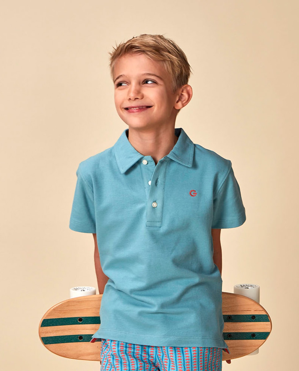 Polo Piqué com Contrastes Verde-1