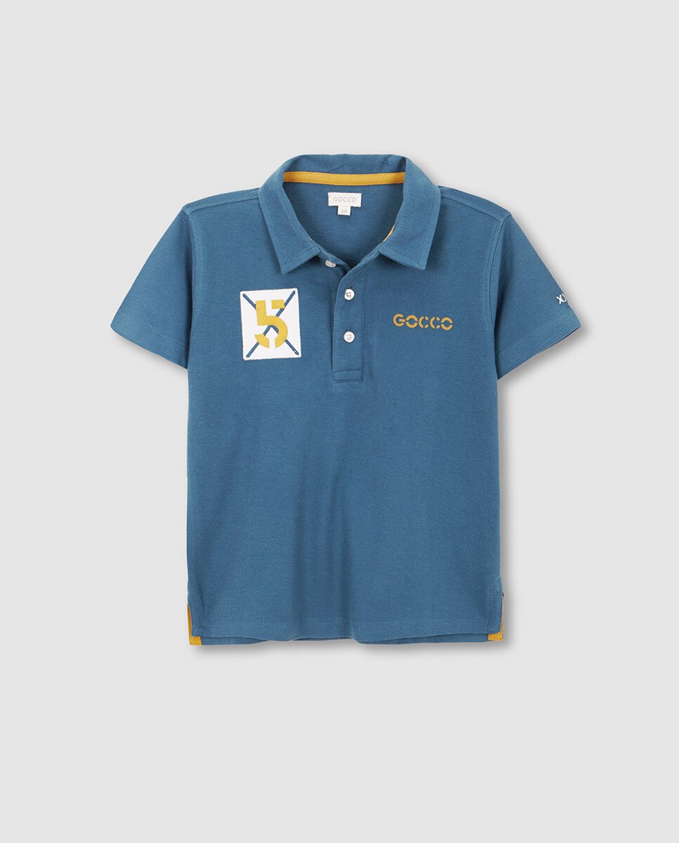 Polo com Remendos Gocco Azul-3
