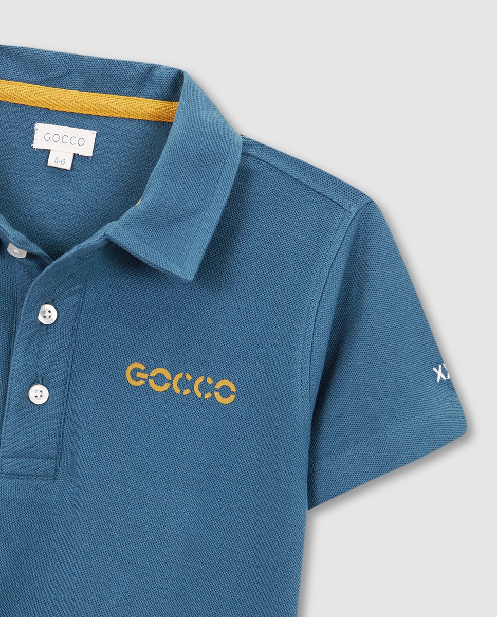 Polo com Remendos Gocco Azul-5