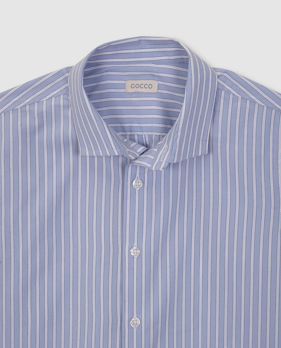 Camisa às Riscas Smart Gocco Azul-5
