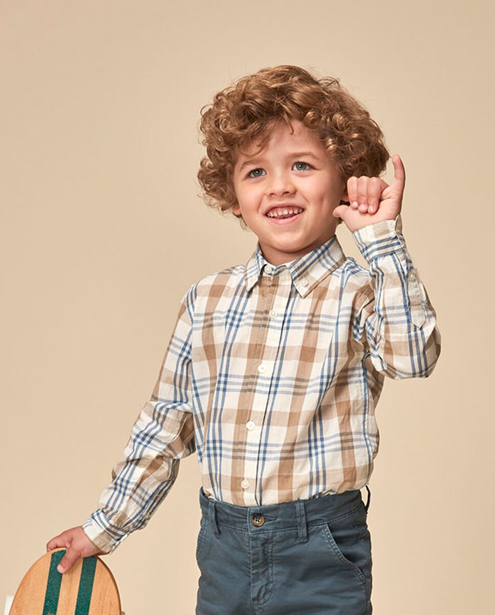 Camisa de cuadros grandes - Gocco - Blanco Blanco-1