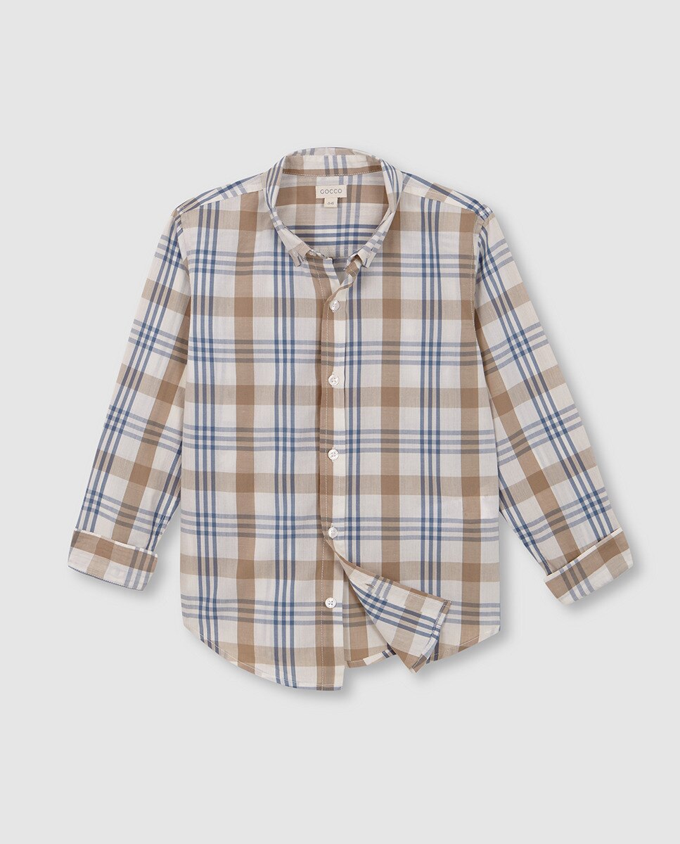 Camisa de cuadros grandes - Gocco - Blanco Blanco-5