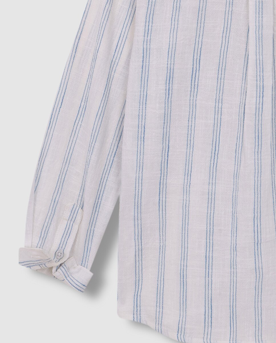 Camisa às Riscas em Tecido Rústico Gocco Azul-6