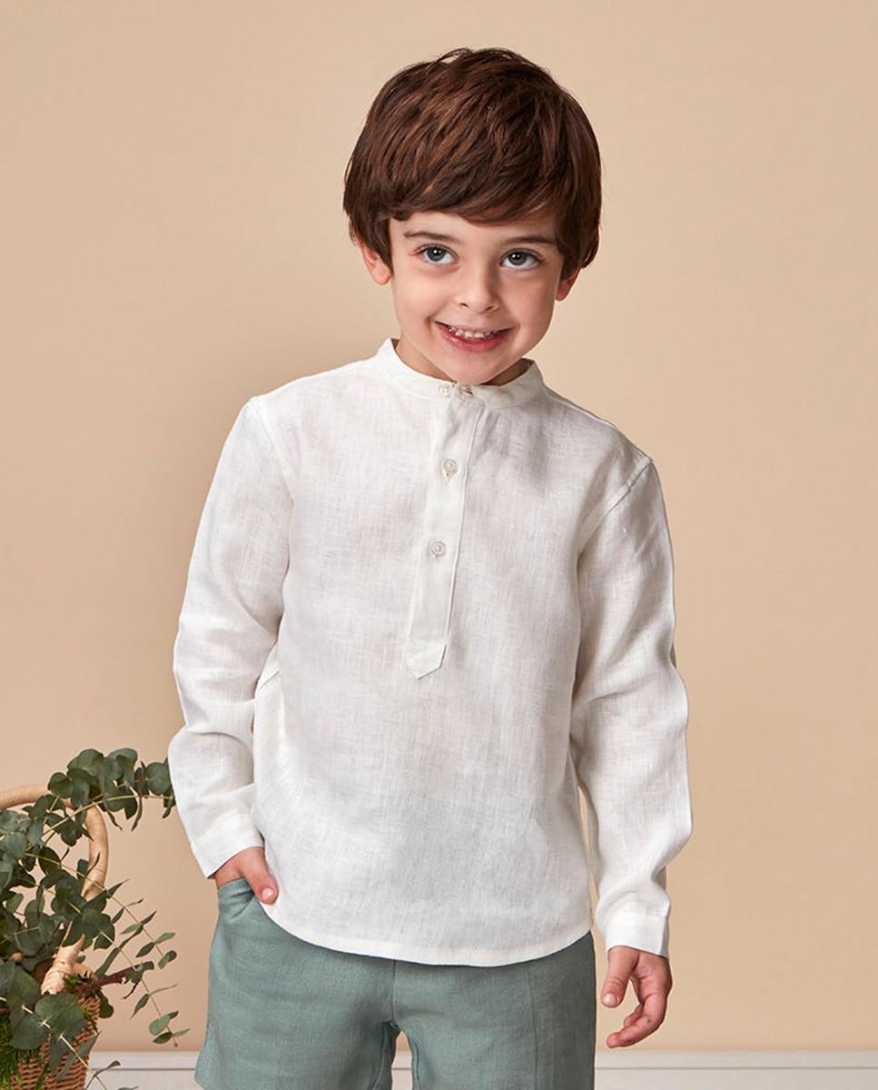 Camisa de Padeiro em Linho Gocco Branco-1